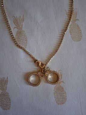 Gold Tone Crystal Handcuff Pendant Necklace